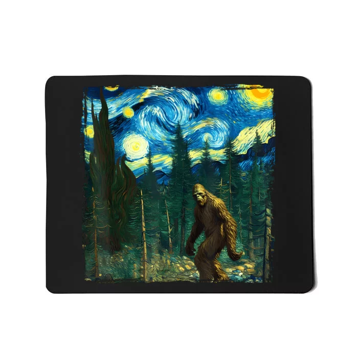 Bigfoot Starry Night Van Gogh Sasquatch Art Funny Mousepad