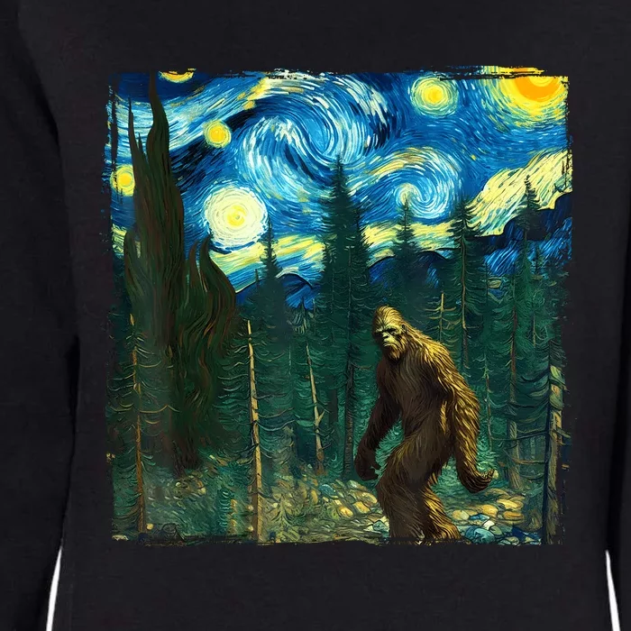 Bigfoot Starry Night Van Gogh Sasquatch Art Funny Womens California Wash Sweatshirt