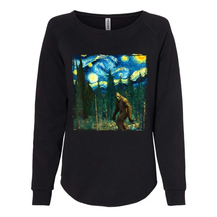 Bigfoot Starry Night Van Gogh Sasquatch Art Funny Womens California Wash Sweatshirt