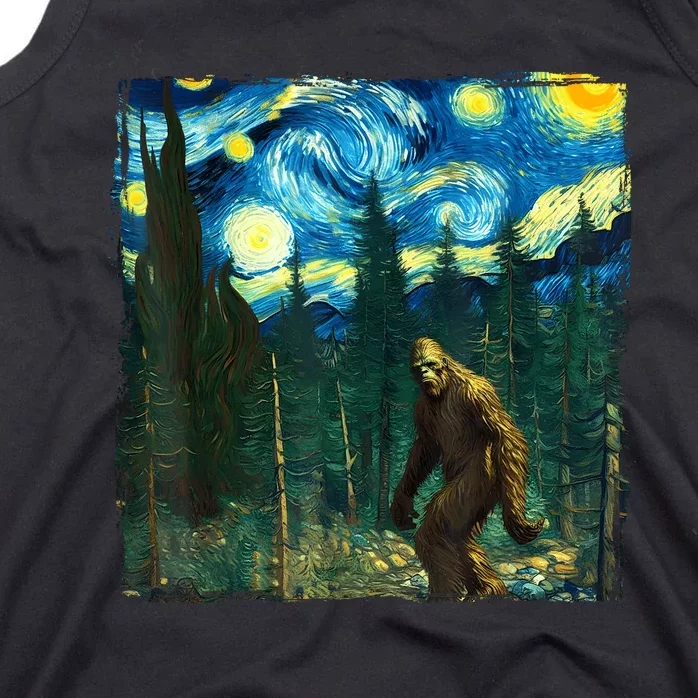 Bigfoot Starry Night Van Gogh Sasquatch Art Funny Tank Top