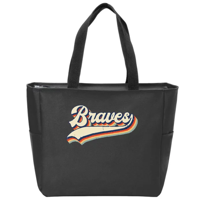 Braves Sports Name Vintage Retro Gift Zip Tote Bag