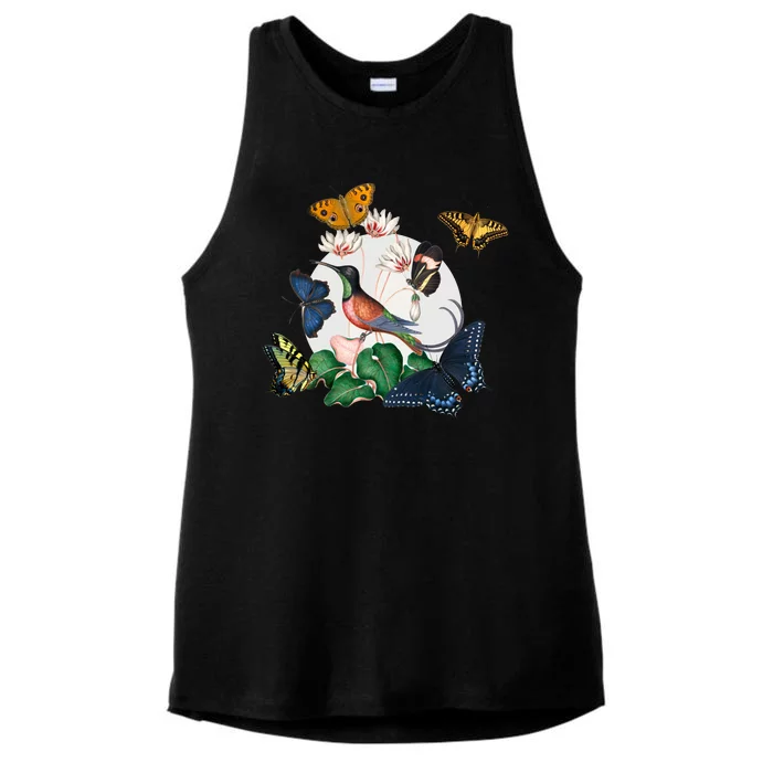 Butterfly Spring Nature Ladies Tri-Blend Wicking Tank