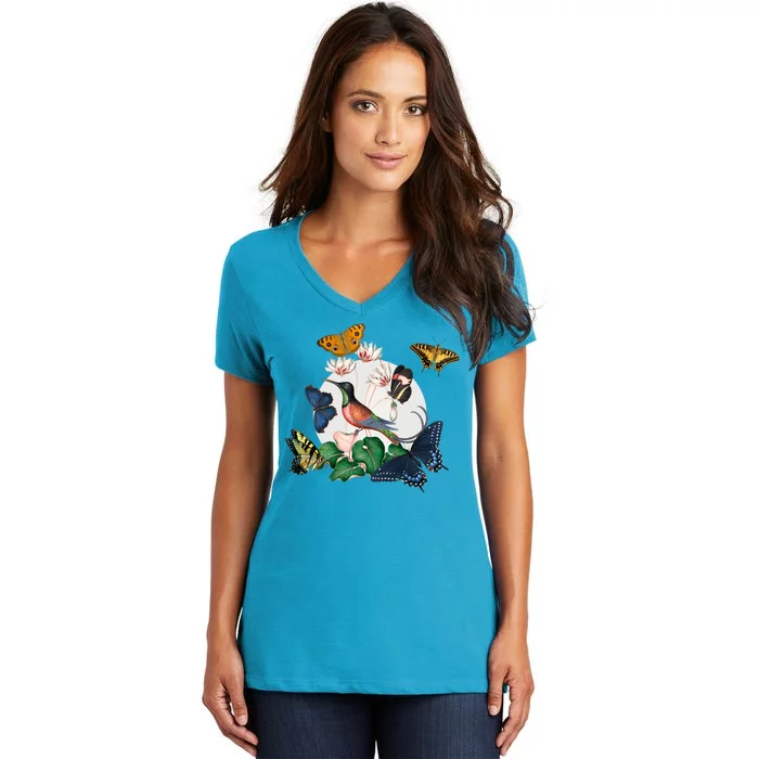 Butterfly Spring Nature Women's V-Neck T-Shirt