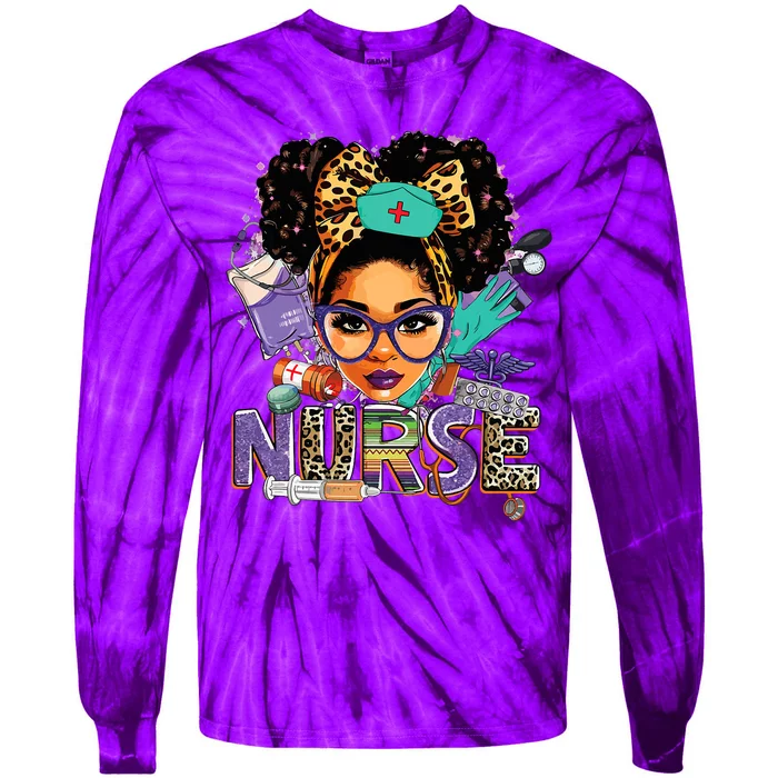 Black Strong Nurse Afro Love Melanin African American Women Tie-Dye Long Sleeve Shirt