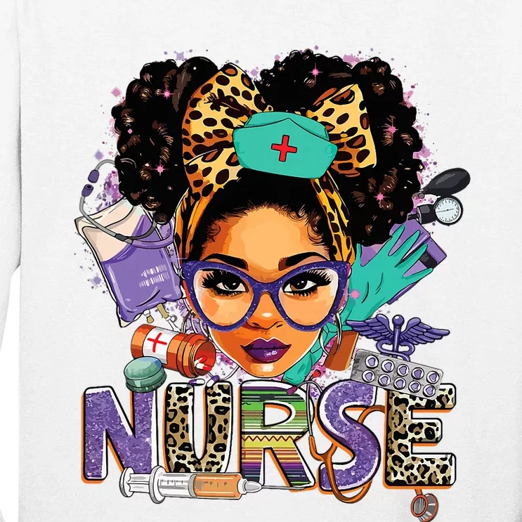 Black Strong Nurse Afro Love Melanin African American Women Tall Long Sleeve T-Shirt