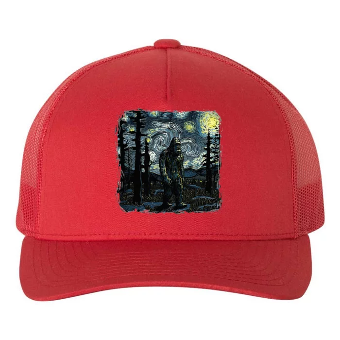 Bigfoot Starry Night Sasquatch Van Gogh Sky Painting Art Yupoong Adult 5-Panel Trucker Hat