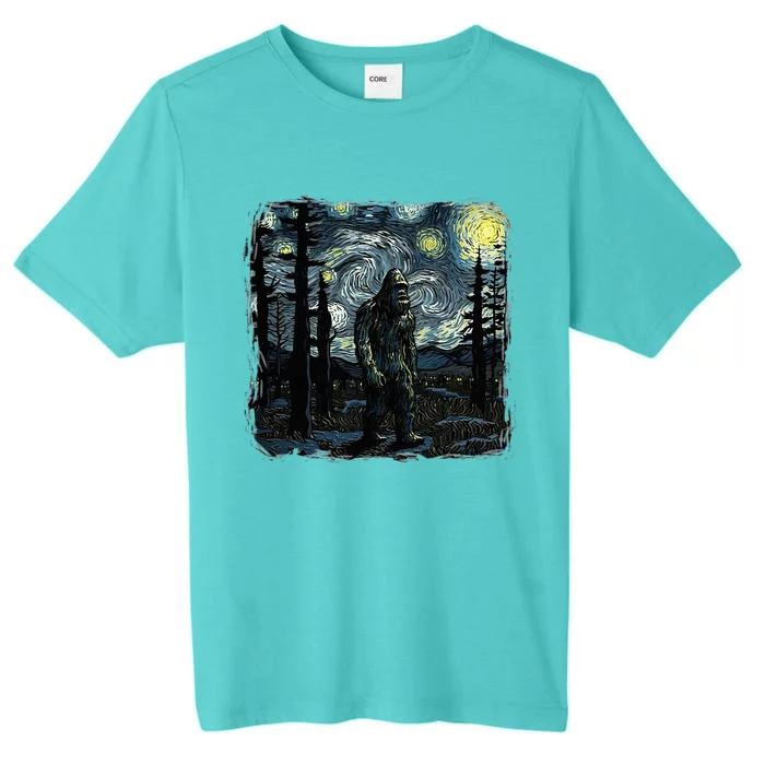 Bigfoot Starry Night Sasquatch Van Gogh Sky Painting Art ChromaSoft Performance T-Shirt