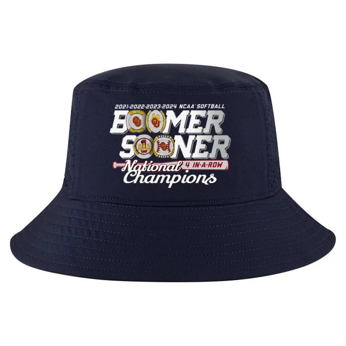 Boomer Sooners National Champs Softball 2024 Wcws 4 Rings Cool Comfort Performance Bucket Hat