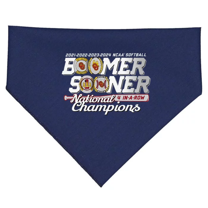 Boomer Sooners National Champs Softball 2024 Wcws 4 Rings USA-Made Doggie Bandana