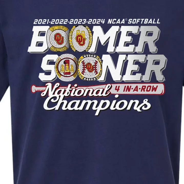 Boomer Sooners National Champs Softball 2024 Wcws 4 Rings Sueded Cloud Jersey T-Shirt