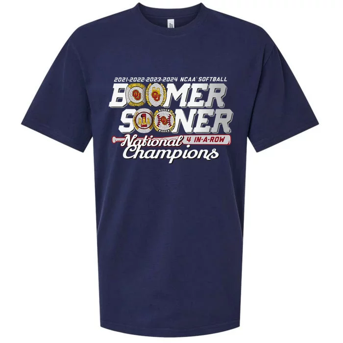 Boomer Sooners National Champs Softball 2024 Wcws 4 Rings Sueded Cloud Jersey T-Shirt