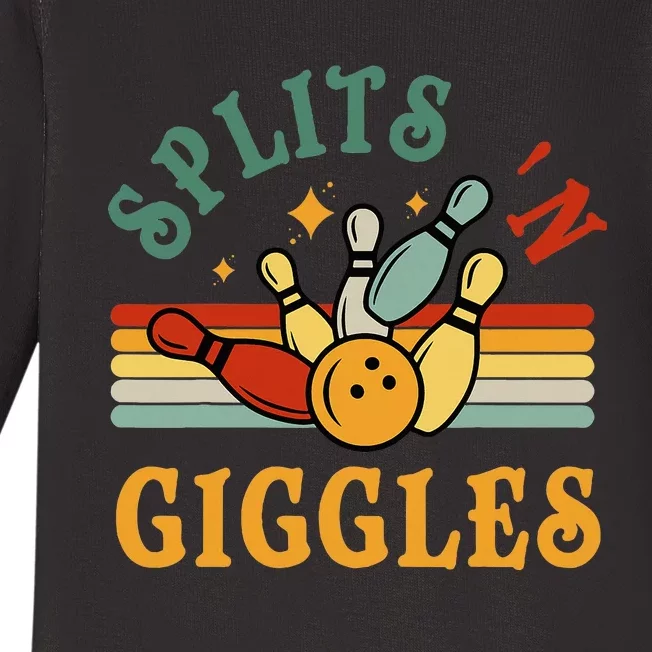 Bowling Splits N Giggles Funny Bowler Team Baby Long Sleeve Bodysuit