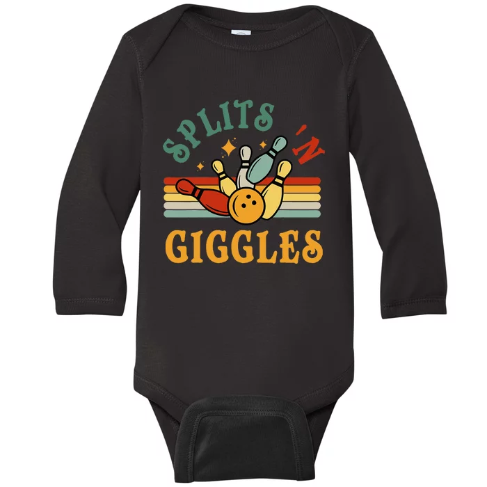 Bowling Splits N Giggles Funny Bowler Team Baby Long Sleeve Bodysuit