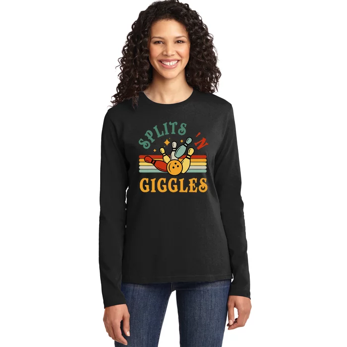 Bowling Splits N Giggles Funny Bowler Team Ladies Long Sleeve Shirt