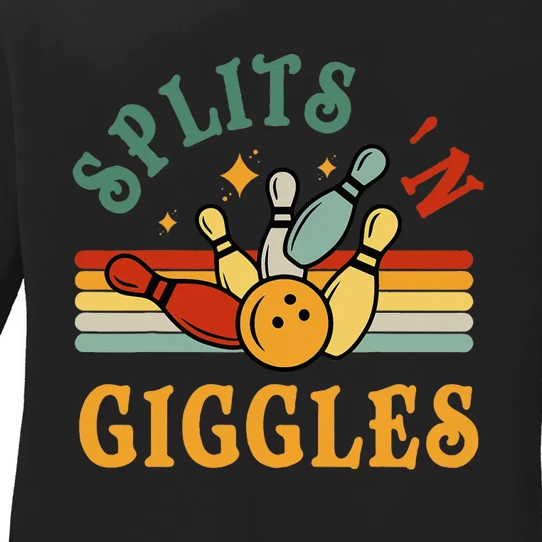 Bowling Splits N Giggles Funny Bowler Team Ladies Long Sleeve Shirt