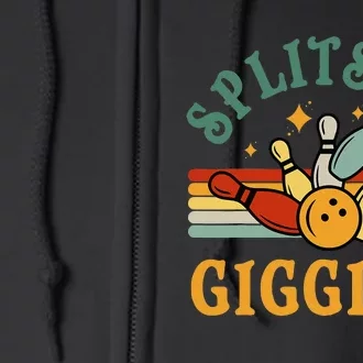 Bowling Splits N Giggles Funny Bowler Team Full Zip Hoodie