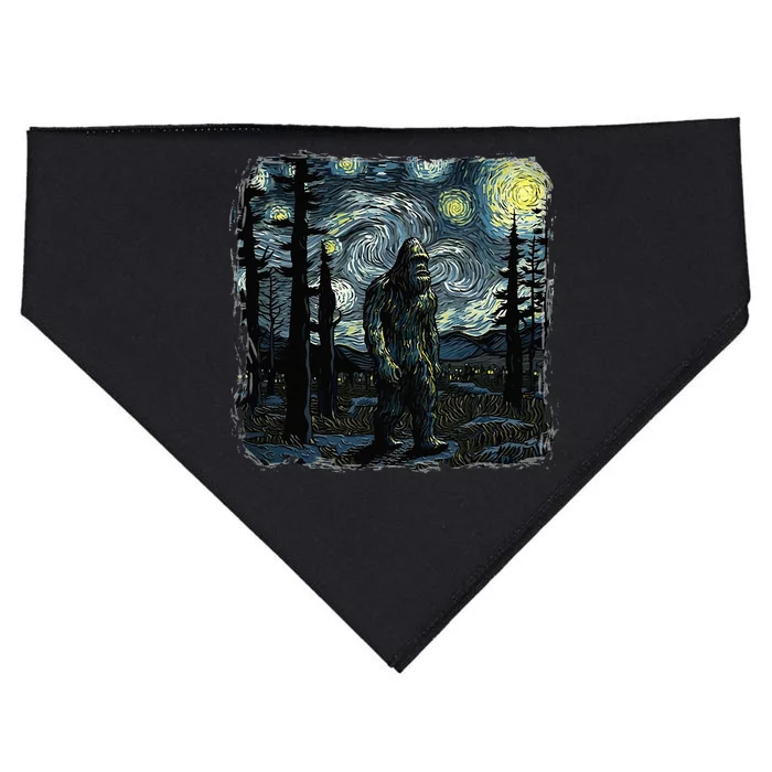 Bigfoot Starry Night Sasquatch Van Gogh Sky Painting Art USA-Made Doggie Bandana