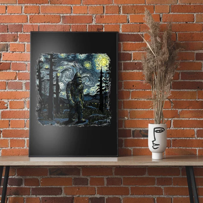 Bigfoot Starry Night Sasquatch Van Gogh Sky Painting Art Poster