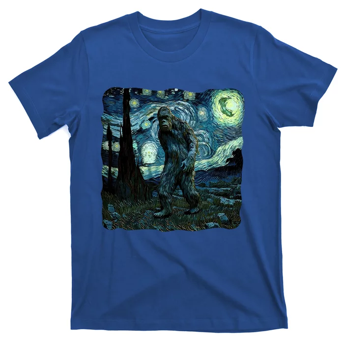 Bigfoot Starry Night Van Gogh Painting Sasquatch Art Gift T-Shirt