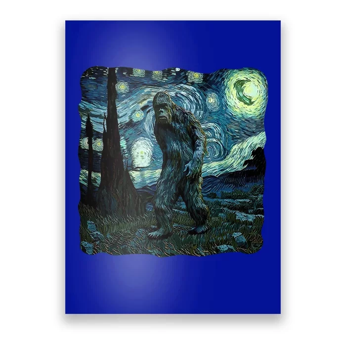 Bigfoot Starry Night Van Gogh Painting Sasquatch Art Gift Poster