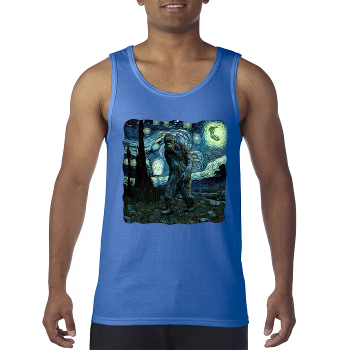 Bigfoot Starry Night Van Gogh Painting Sasquatch Art Gift Tank Top