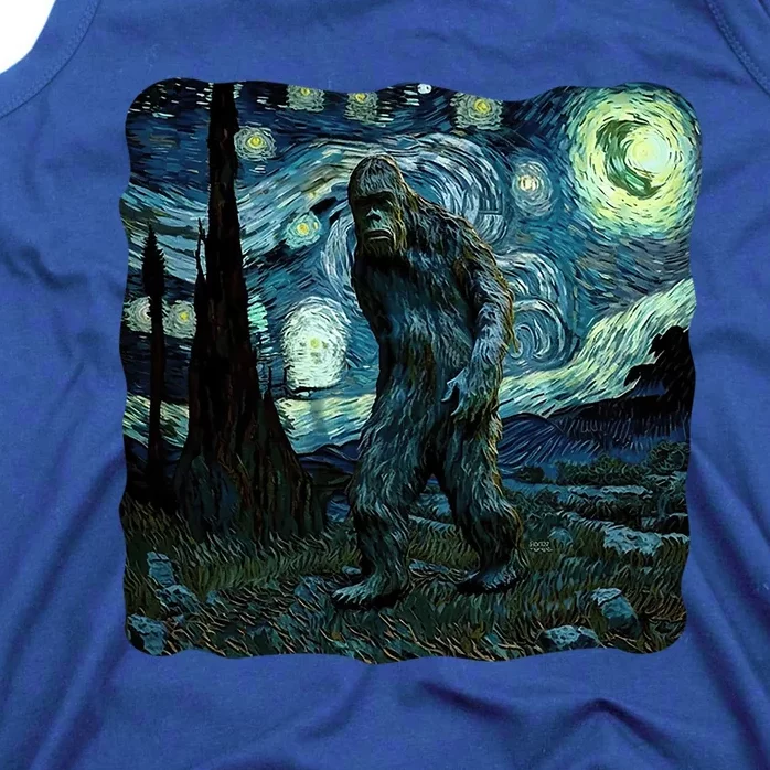 Bigfoot Starry Night Van Gogh Painting Sasquatch Art Gift Tank Top