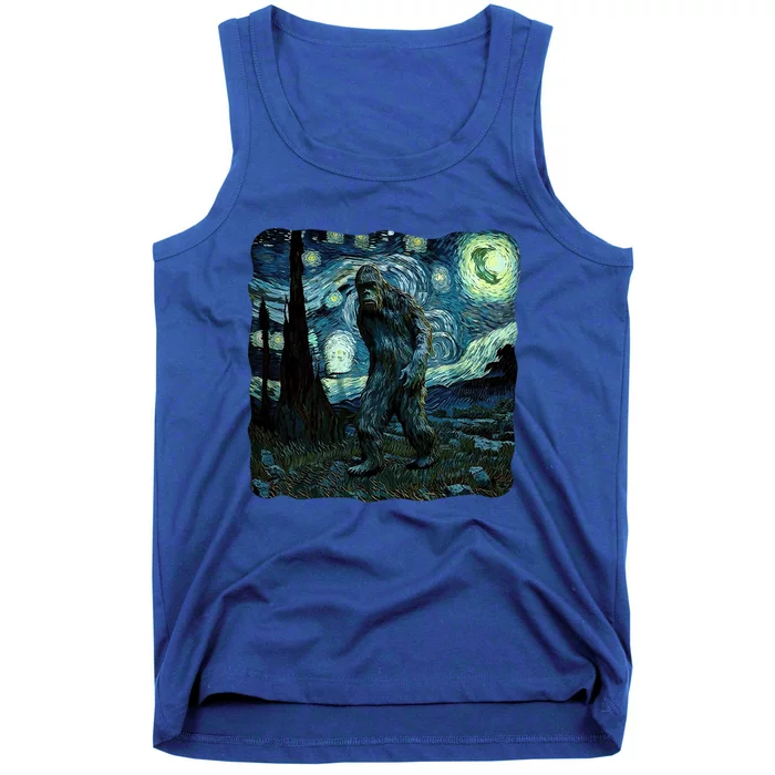 Bigfoot Starry Night Van Gogh Painting Sasquatch Art Gift Tank Top