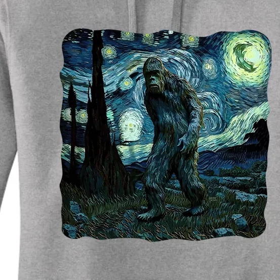 Bigfoot Starry Night Van Gogh Painting Sasquatch Art Gift Women's Pullover Hoodie