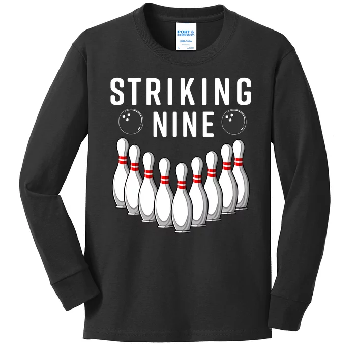 Bowling Striking Nine Kids Long Sleeve Shirt