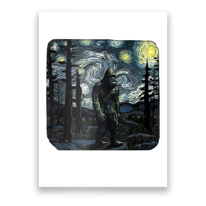 Bigfoot Starry Night Sasquatch Van Gogh Sky Painting Art Poster