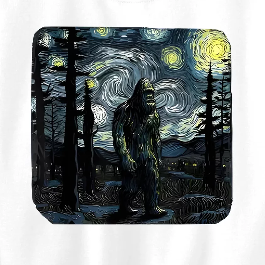 Bigfoot Starry Night Sasquatch Van Gogh Sky Painting Art Kids Sweatshirt