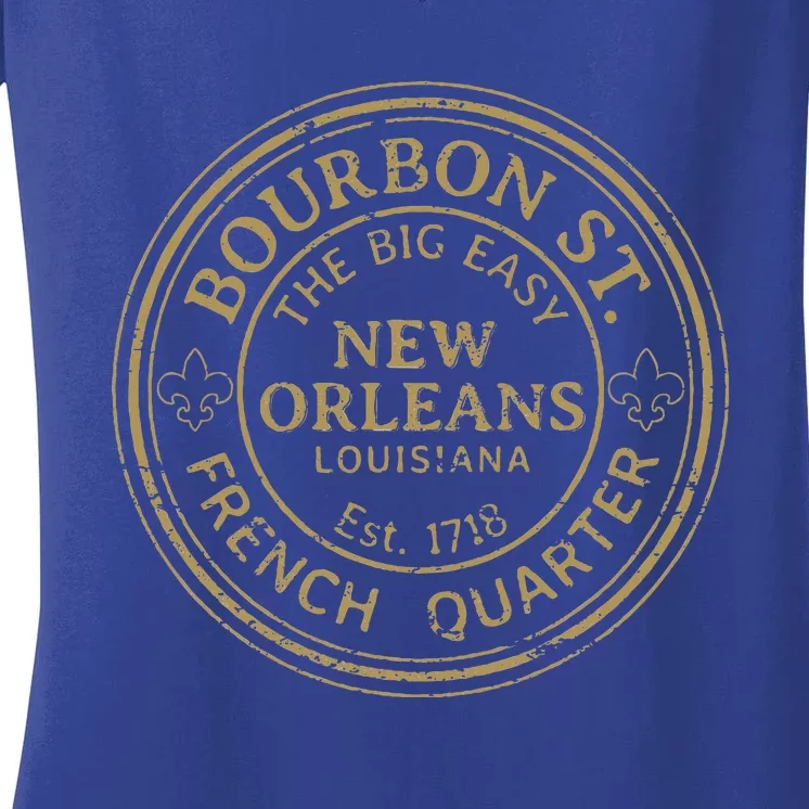 Bourbon Street New Orleans French Quarter Women's V-Neck T-Shirt