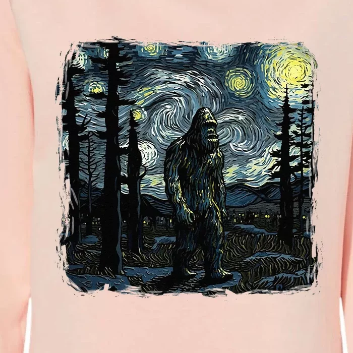 Bigfoot Starry Night Sasquatch Van Gogh Sky Painting Art Womens California Wash Sweatshirt