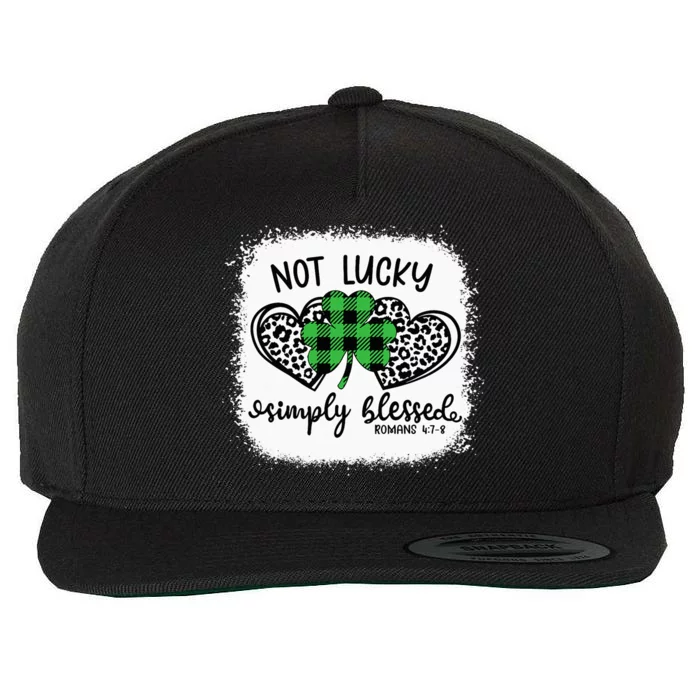 Bleached Shamrock Not Lucky Simply Blessed St. Patrick's Day Wool Snapback Cap