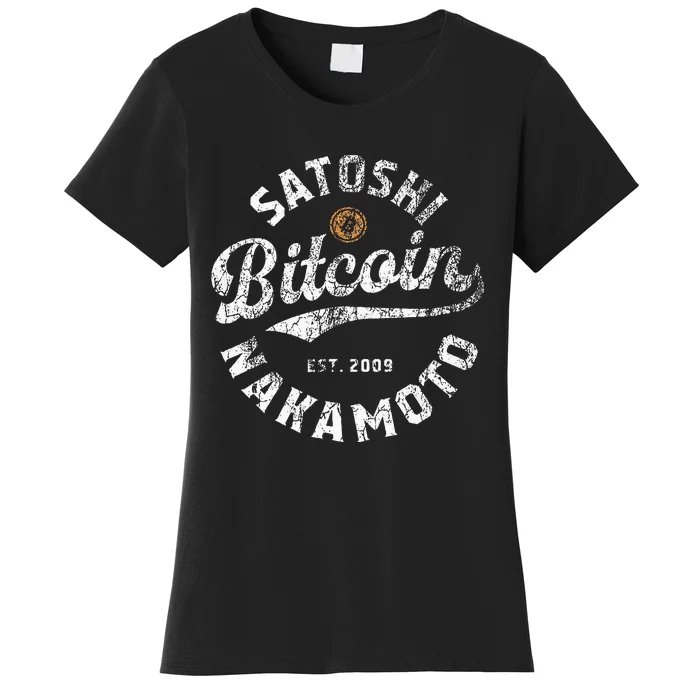 Bitcoin Satoshi Nakamoto Est 2009 Crypto Blockchain Wallet Women's T-Shirt