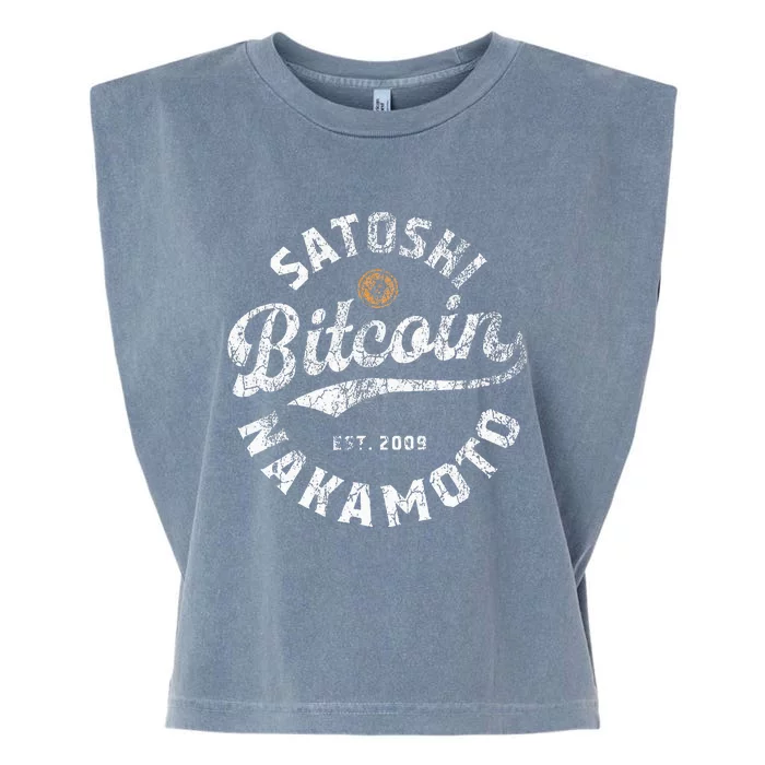 Bitcoin Satoshi Nakamoto Est 2009 Crypto Blockchain Wallet Garment-Dyed Women's Muscle Tee