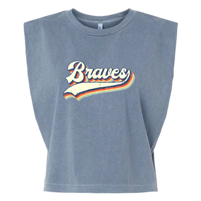 Braves Sports Name Vintage Retro Girl Boy Garment-Dyed Women's Muscle Tee