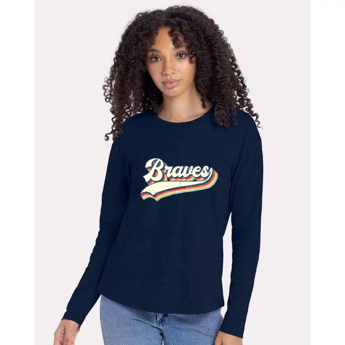 Braves Sports Name Vintage Retro Girl Boy Womens Cotton Relaxed Long Sleeve T-Shirt