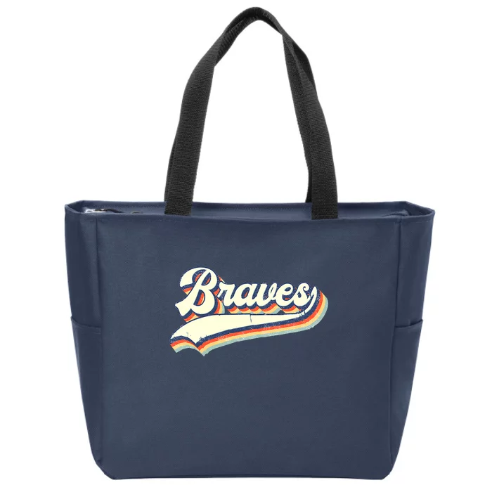 Braves Sports Name Vintage Retro Girl Boy Zip Tote Bag