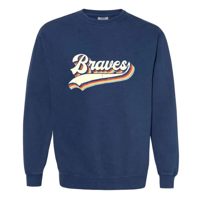 Braves Sports Name Vintage Retro Girl Boy Garment-Dyed Sweatshirt