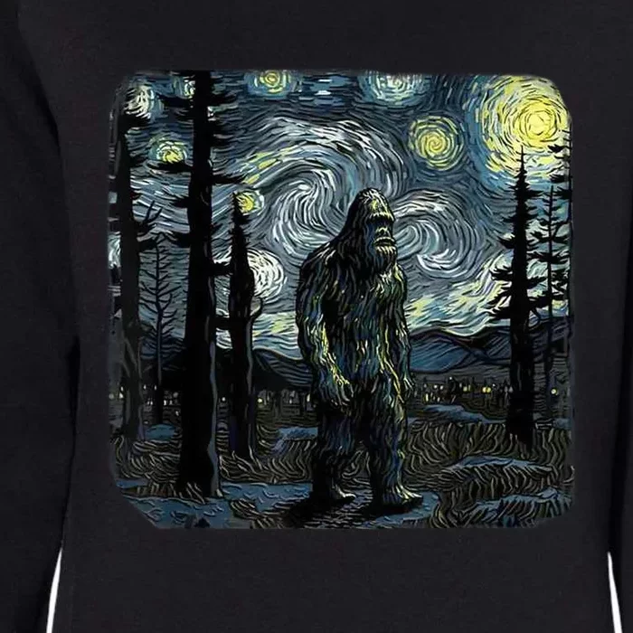 Bigfoot Starry Night Sasquatch Van Gogh Sky Painting Art Womens California Wash Sweatshirt