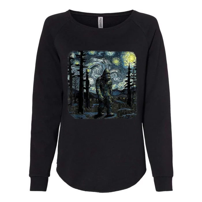 Bigfoot Starry Night Sasquatch Van Gogh Sky Painting Art Womens California Wash Sweatshirt