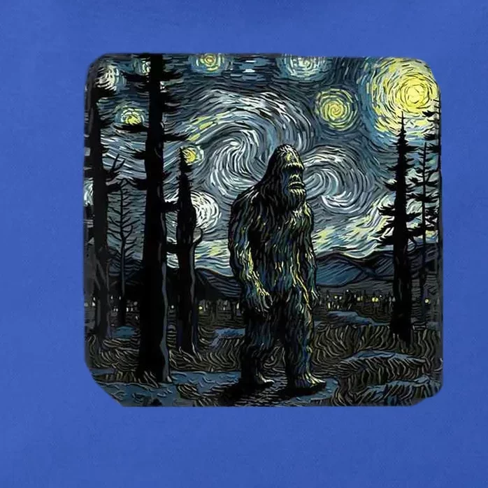 Bigfoot Starry Night Sasquatch Van Gogh Sky Painting Art Zip Tote Bag