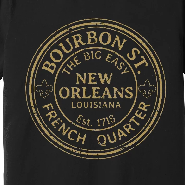 Bourbon Street New Orleans French Quarter Distressed Premium T-Shirt