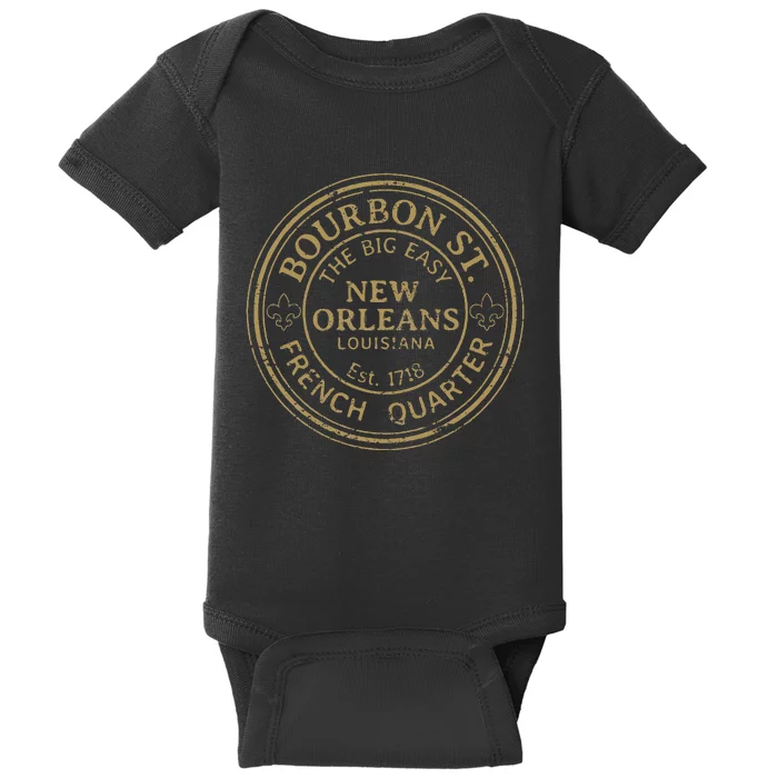 Bourbon Street New Orleans French Quarter Distressed Baby Bodysuit