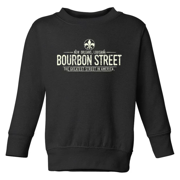 Bourbon Street New Orleans Louisiana Distressed Toddler Sweatshirt