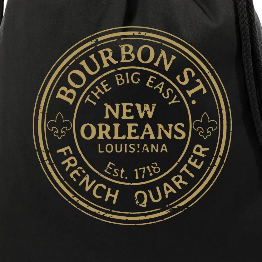 Bourbon Street New Orleans French Quarter Distressed Drawstring Bag