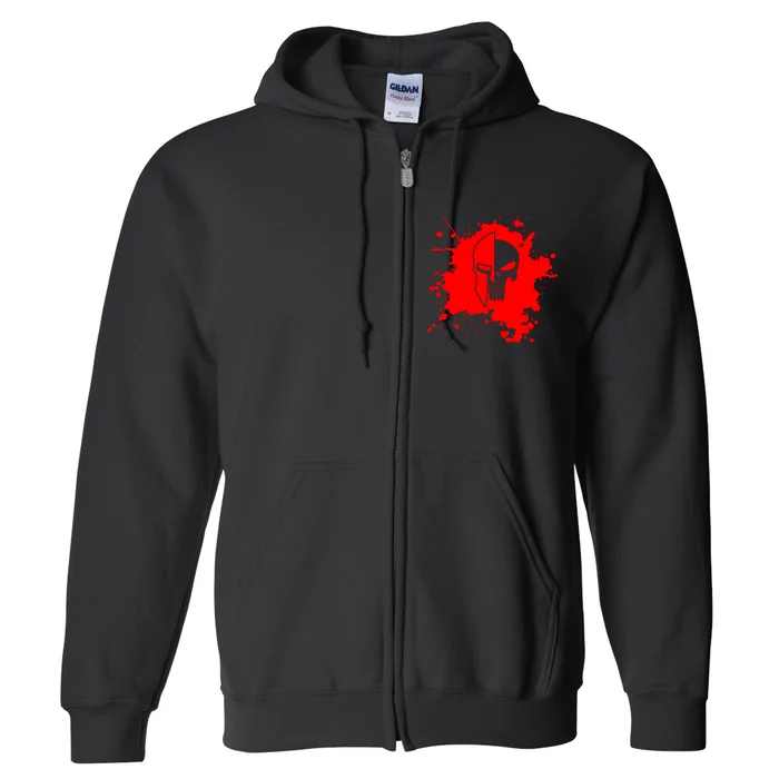 Blood Skull Of Spartan Gym Training Top Full Zip Hoodie