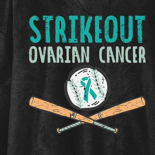 Baseball Strikeout Ovarian Cancer Teal Ribbon Awareness Hooded Wearable Blanket