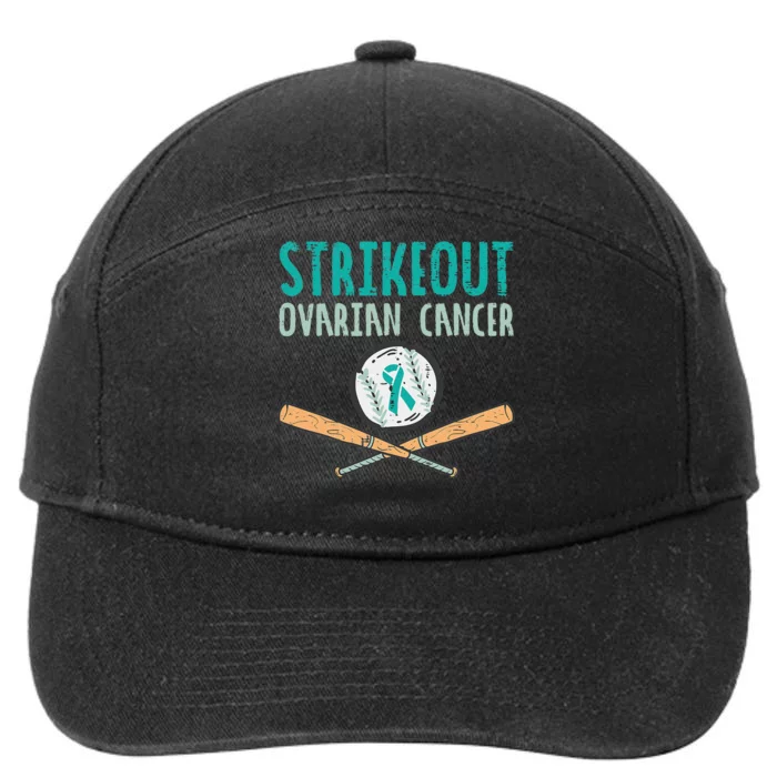 Baseball Strikeout Ovarian Cancer Teal Ribbon Awareness 7-Panel Snapback Hat